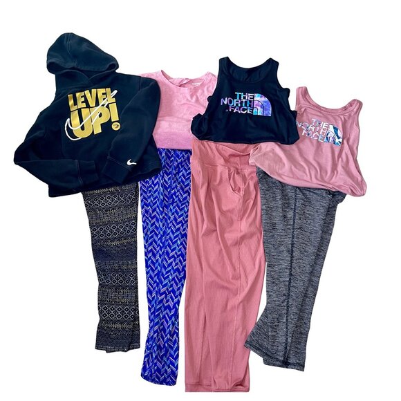 Lot Of Girls Clothes Activewear Size 10/12 Nike, North Face, Old Navy - Picture 1 of 11
